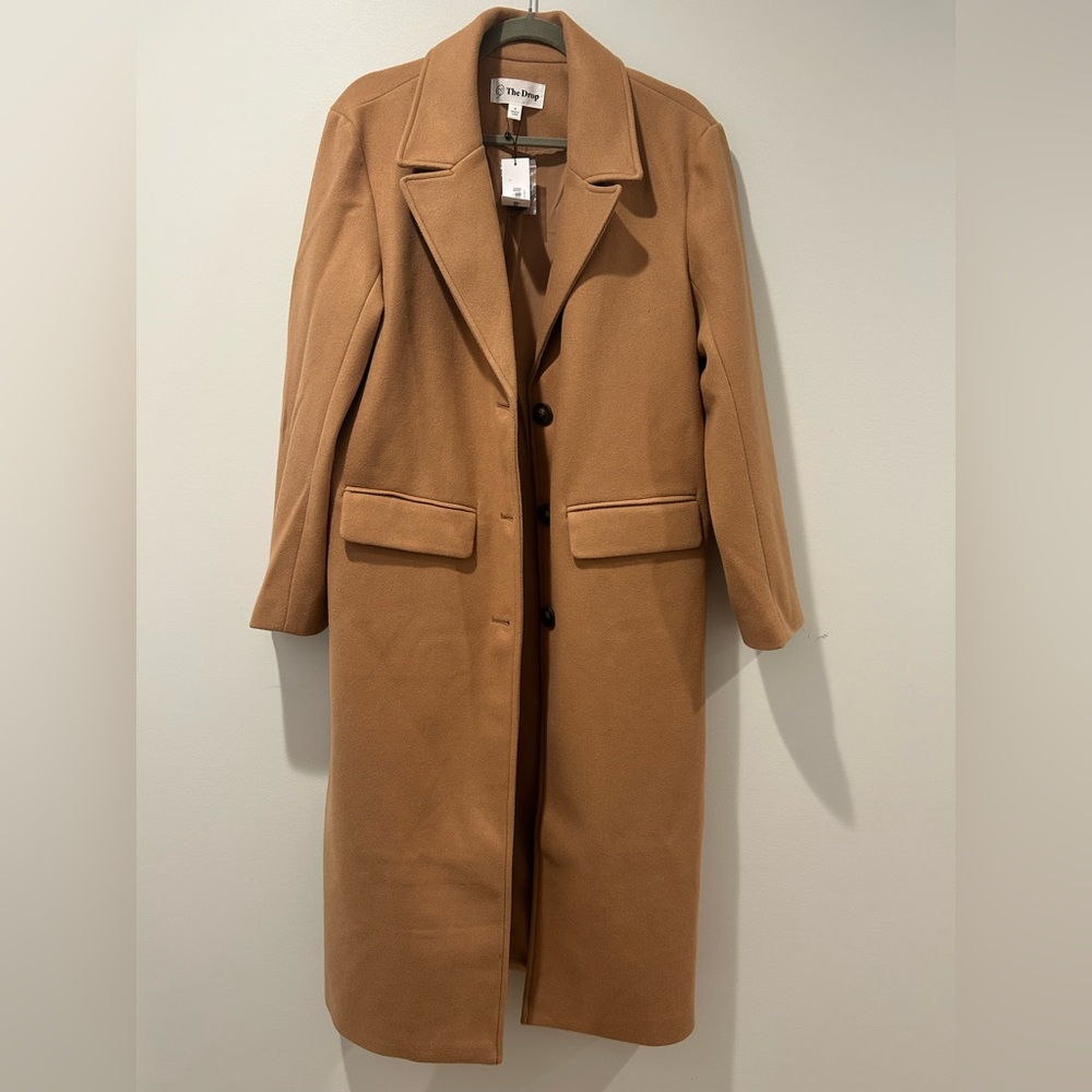 The Drop Women's Liam Loose Overcoat Camel Long Coat - Picture 4 of 9